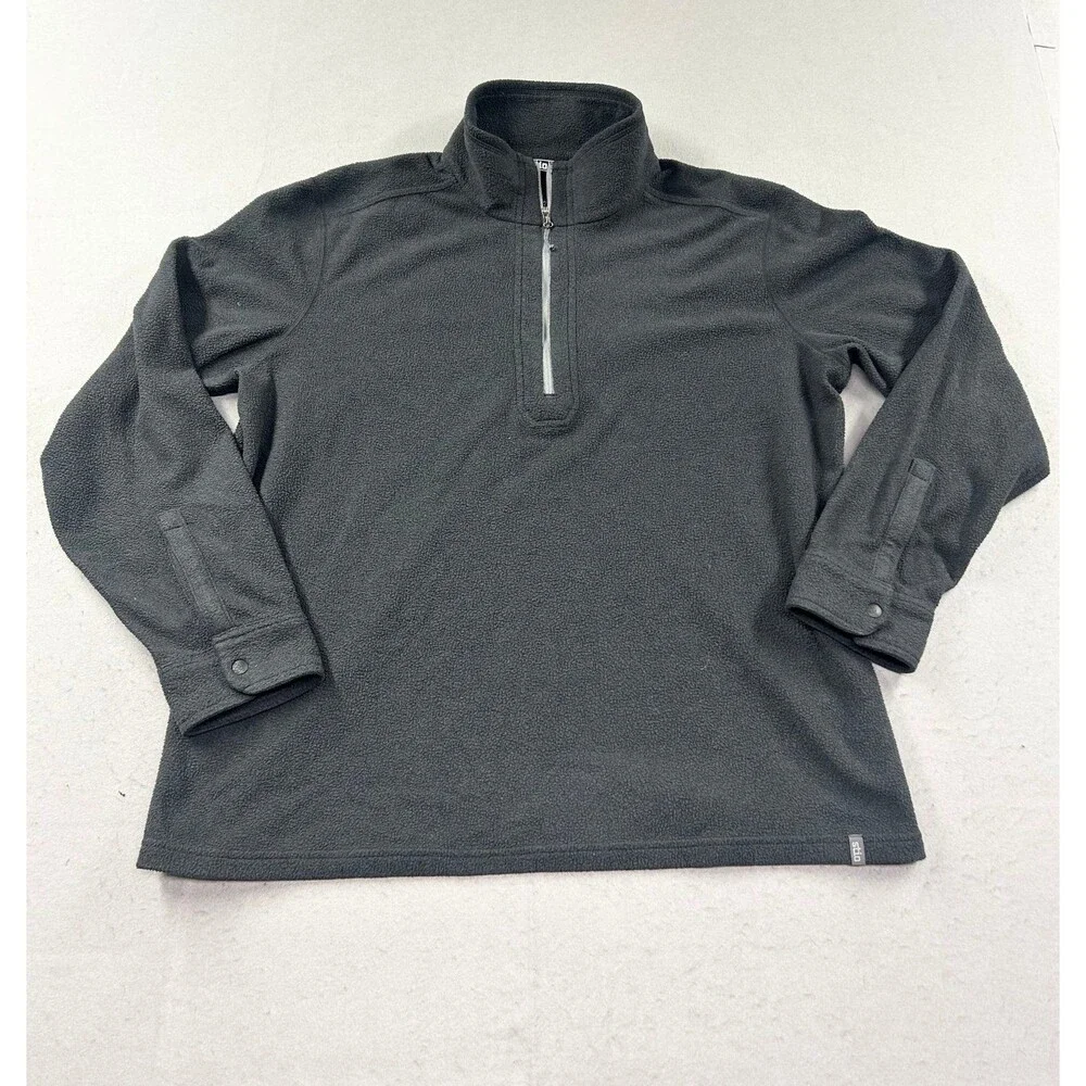 Stio Men's 1/4 Zip Fleece Jacket Black XL Snap Cuff Outdoor Hiking